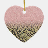 Elegant Roos Gold Glitter Black Leopard Print Keramisch Ornament (Voorkant)