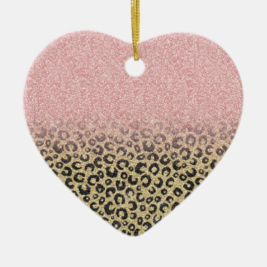 Elegant Roos Gold Glitter Black Leopard Print Keramisch Ornament (Voorkant)