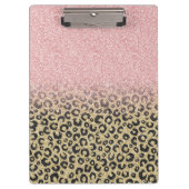 Elegant Roos Gold Glitter Black Leopard Print Klembord (Voorkant)