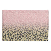 Elegant Roos Gold Glitter Black Leopard Print Kussensloop (Achterkant-Links)