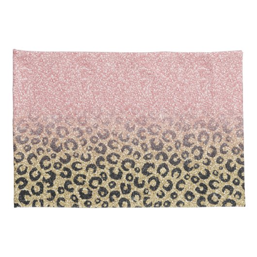 Elegant Roos Gold Glitter Black Leopard Print Kussensloop (Achterkant-Rechts)