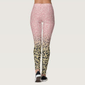 Elegant Roos Gold Glitter Black Leopard Print Leggings (Achterkant)