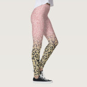 Elegant Roos Gold Glitter Black Leopard Print Leggings (Rechts)
