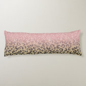 Elegant Roos Gold Glitter Black Leopard Print Lichaamskussen (Achterkant)