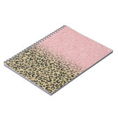 Elegant Roos Gold Glitter Black Leopard Print Notitieboek (Linkerzijde)