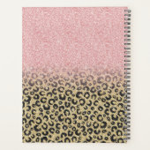 Elegant Roos Gold Glitter Black Leopard Print Planner (Achterkant)