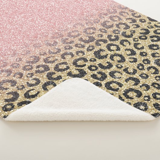 Elegant Roos Gold Glitter Black Leopard Print Sherpa Deken (3/4)