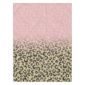 Elegant Roos Gold Glitter Black Leopard Print Tafelkleed (Voorkant)