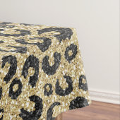 Elegant Roos Gold Glitter Black Leopard Print Tafelkleed (Voorbeeld)