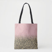 Elegant Roos Gold Glitter Black Leopard Print Tote Bag (Voorkant)
