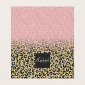 Elegant Roos Gold Glitter Black Leopard Print Visitekaartje (Buitenkant ongevouwen)