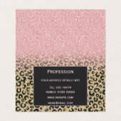 Elegant Roos Gold Glitter Black Leopard Print Visitekaartje (Binnenkant ongevouwen)