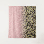 Elegant Roos Gold Glitter Black Leopard Print Wandkleed (Voorkant)