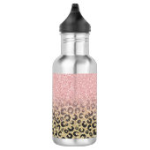 Elegant Roos Gold Glitter Black Leopard Print Waterfles (Rechts)