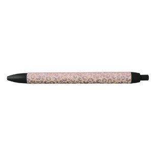 Elegant Roos Gold Glitter Black Leopard Print Zwarte Inkt Pen
