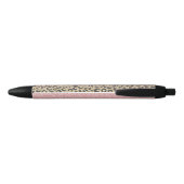 Elegant Roos Gold Glitter Black Leopard Print Zwarte Inkt Pen (Achterkant)