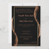 Elegant Roos Gold Glitter Black Weddenschap Kaart (Voorkant)