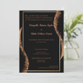 Elegant Roos Gold Glitter Black Weddenschap Kaart (Staand voorkant)