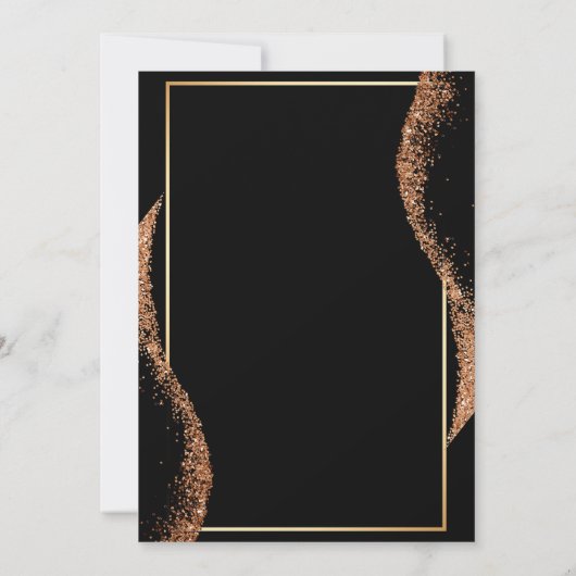Elegant Roos Gold Glitter Black Weddenschap Kaart (Achterkant)