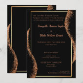 Elegant Roos Gold Glitter Black Weddenschap Kaart (Voorkant / Achterkant)