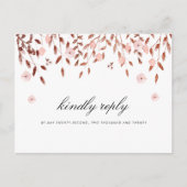 Elegant Roos Gold Glitter | Bloemen bruiloft RSVP Uitnodiging Briefkaart (Voorkant)