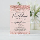 Elegant Roos Gold Glitter Blush Any Age Verjaardag Kaart (Staand voorkant)