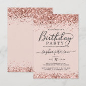 Elegant Roos Gold Glitter Blush Any Age Verjaardag Kaart (Voorkant / Achterkant)