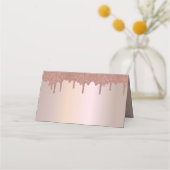 Elegant Roos Gold Glitter, Blush en Black Text Plaatskaartje (Achterkant)