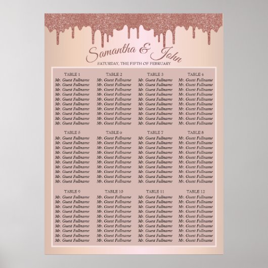 Elegant Roos Gold Glitter, Blush en Black Text Poster (Voorkant)