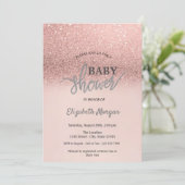 Elegant Roos Gold Glitter Bokeh Baby shower Kaart (Staand voorkant)