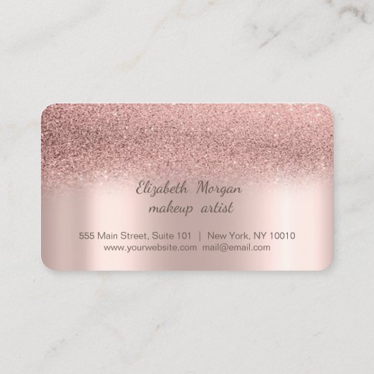 Elegant Roos Gold Glitter Bokeh Loyalty Kaart (Achterkant)