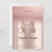 Elegant Roos Gold Glitter Bokeh Ombre Baby shower Kaart (Voorkant)