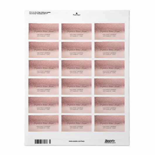 Elegant Roos Gold Glitter Bokeh Ombre Label (Full Sheet)