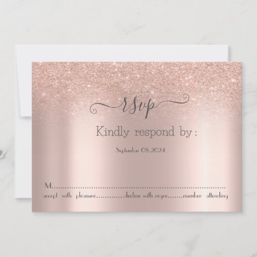 Elegant Roos Gold Glitter Bokeh RSVP-kaart Kaart (Voorkant)