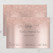 Elegant Roos Gold Glitter Bokeh RSVP-kaart Kaart (Voorkant / Achterkant)