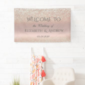 Elegant Roos Gold Glitter Bokeh Wedding Banner (Insitu)