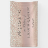 Elegant Roos Gold Glitter Bokeh Wedding Banner (Verticaal)