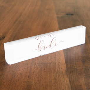 Elegant Roos Gold Glitter Bride Naambordje