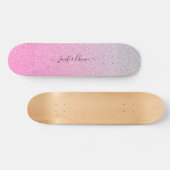 Elegant ROOS GOLD Glitter Custom Name Skateboard (Horizontaal)