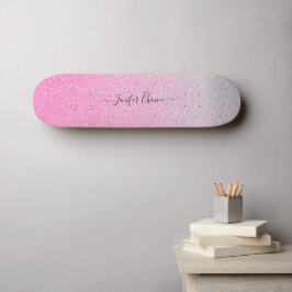 Elegant ROOS GOLD Glitter Custom Name Skateboard