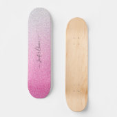 Elegant ROOS GOLD Glitter Custom Name Skateboard (Voorkant)
