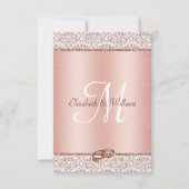Elegant Roos Gold Glitter Damask Wedding RSVP (Achterkant)