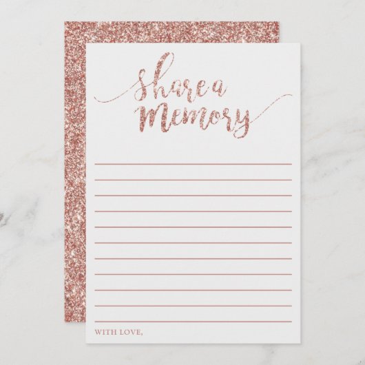 Elegant Roos Gold Glitter Deel een Memory Kaart (Voorkant / Achterkant)