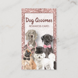 Elegant Roos Gold Glitter Dog Grooming Loyalty Visitekaartje