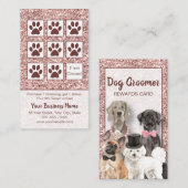 Elegant Roos Gold Glitter Dog Grooming Loyalty Visitekaartje (Voorkant / Achterkant)