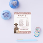 Elegant Roos Gold Glitter Dog Grooming Menu (Enkel)