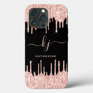 Elegant Roos Gold Glitter Drift 2 monogram script Case-Mate iPhone Case