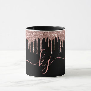 Elegant Roos Gold Glitter Drift 2 monogram script Mok