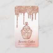 Elegant Roos Gold Glitter Drift Bakery Cupcake Visitekaartje (Voorkant)