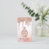 Elegant Roos Gold Glitter Drift Bakery Cupcake Visitekaartje (Staand voorkant)